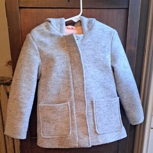 Cat & Jack Girls Size 4T  Light Gray Bunny Kids Pea Coat
